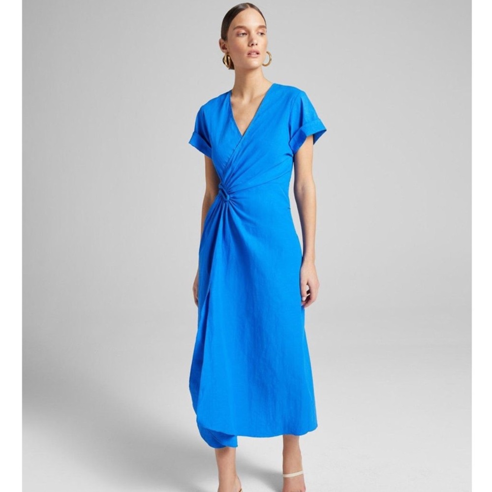 A.L.C. Blue Ruched Dress W/ Slit
